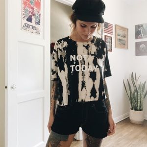 Acid wash cropped tee